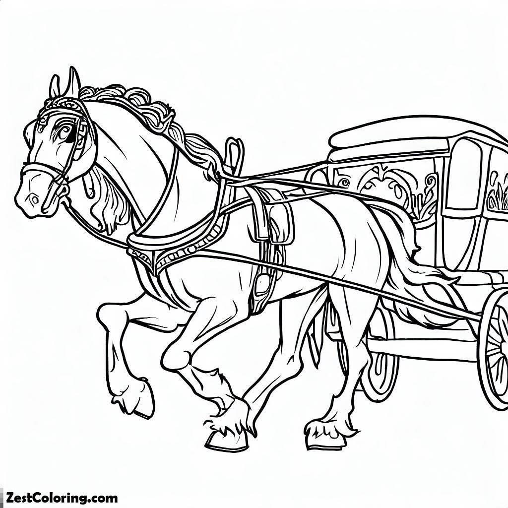 Horse, Royal Carriage Horse In Horses Coloring Page: Royal Carriage Horse In Horses Coloring PageFull Size Image
