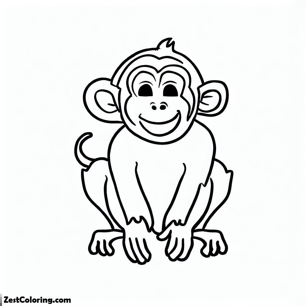 Monkey Simple Coloring Simple Monkey Drawing Coloring Coloring Page : Coloring for Kids ...