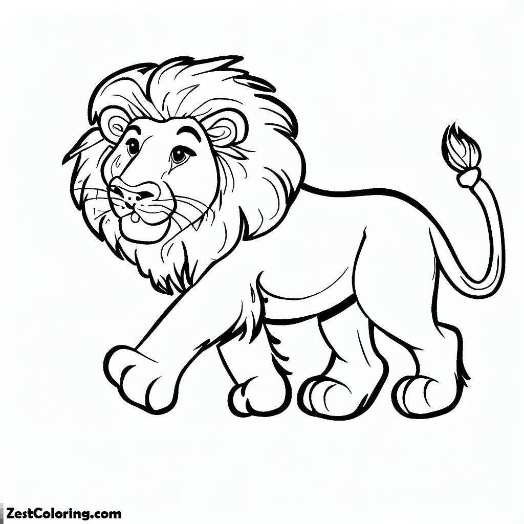 Lion, Terrifying Lion Wander Around Coloring Page: Terrifying Lion Wander Around Coloring PageFull Size Image