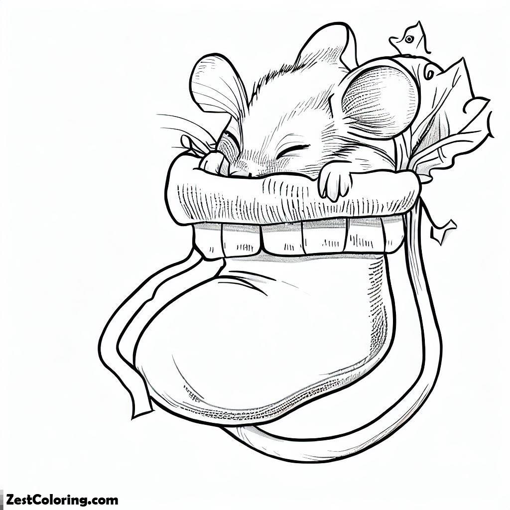 Christmas, Tiny Mouse Hidding On Christmas Stocking On Christmas Coloring Page: Tiny Mouse Hidding On Christmas Stocking On Christmas Coloring PageFull Size Image