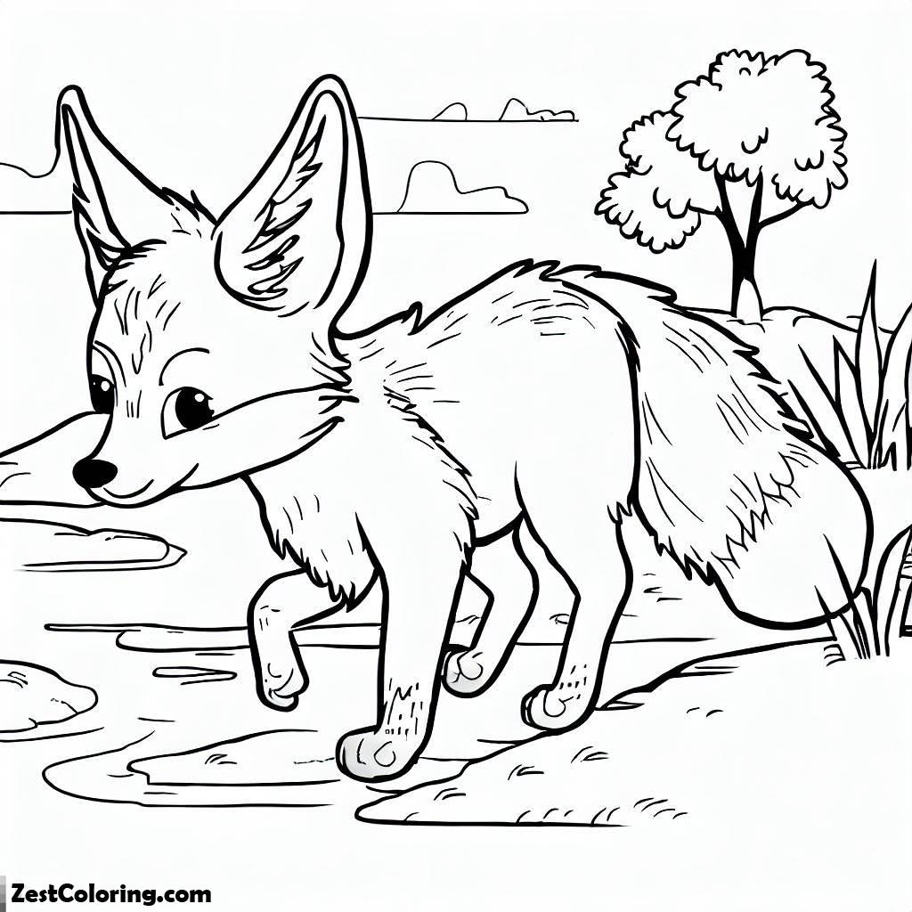 Walking Kit Fox Around Lake Coloring Pages : Coloring for Kids – Smart ...
