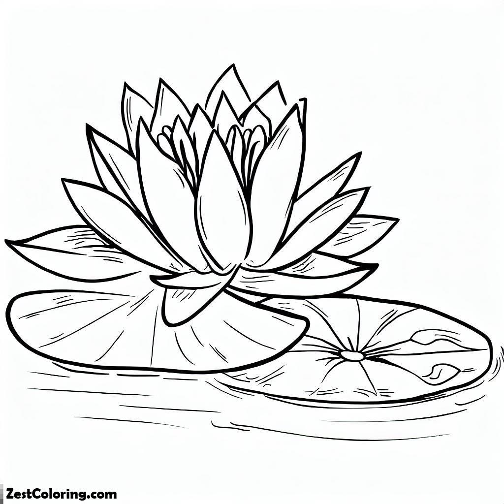 Lily Pad, Water Lily And Lily Pad Coloring Page: Water Lily And Lily Pad Coloring PageFull Size Image