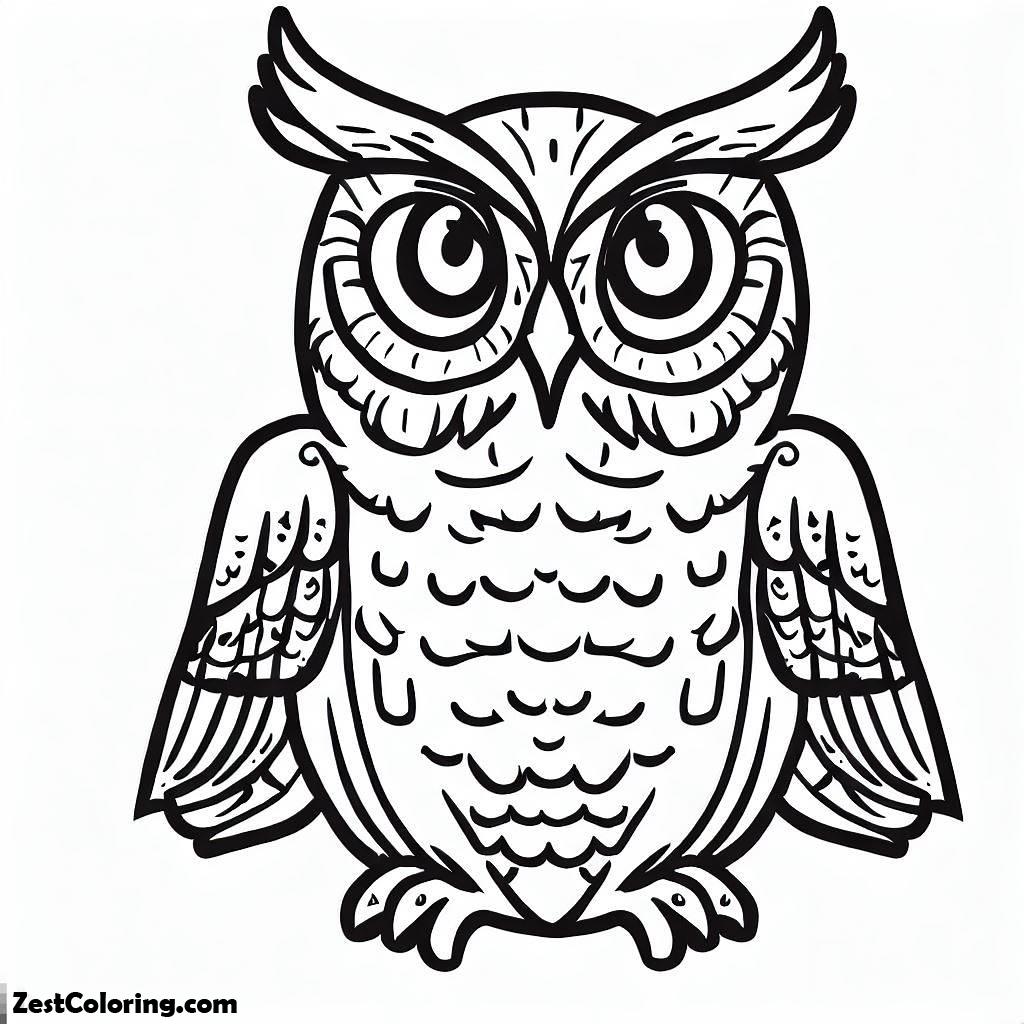 Owl, An Owl With Long Eyebrows Coloring Page: An Owl With Long Eyebrows Coloring PageFull Size Image