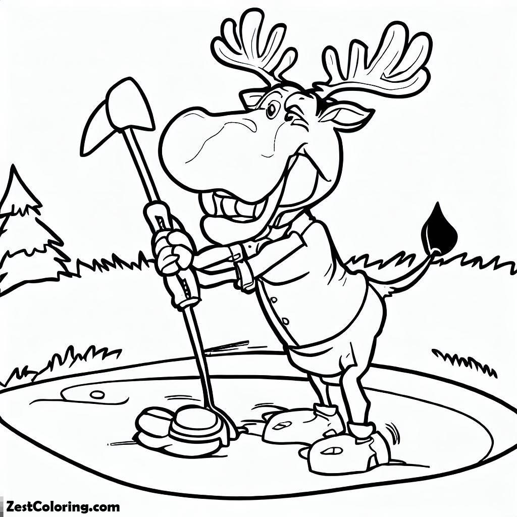 Moose, Cartoon Picture Of Moose Playing Golf Coloring Page: Cartoon Picture Of Moose Playing Golf Coloring PageFull Size Image