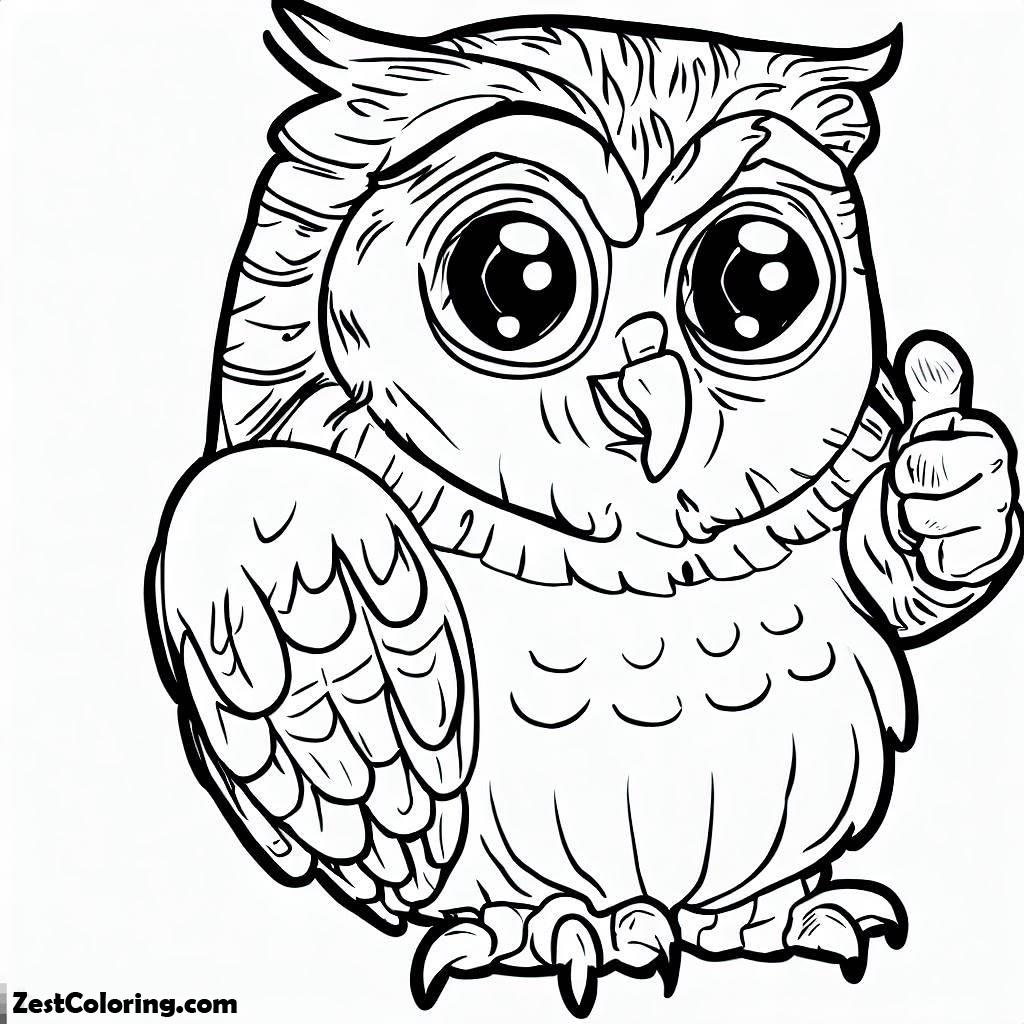Owl, Owl Give Thumb Up Coloring Page: Owl Give Thumb Up Coloring PageFull Size Image