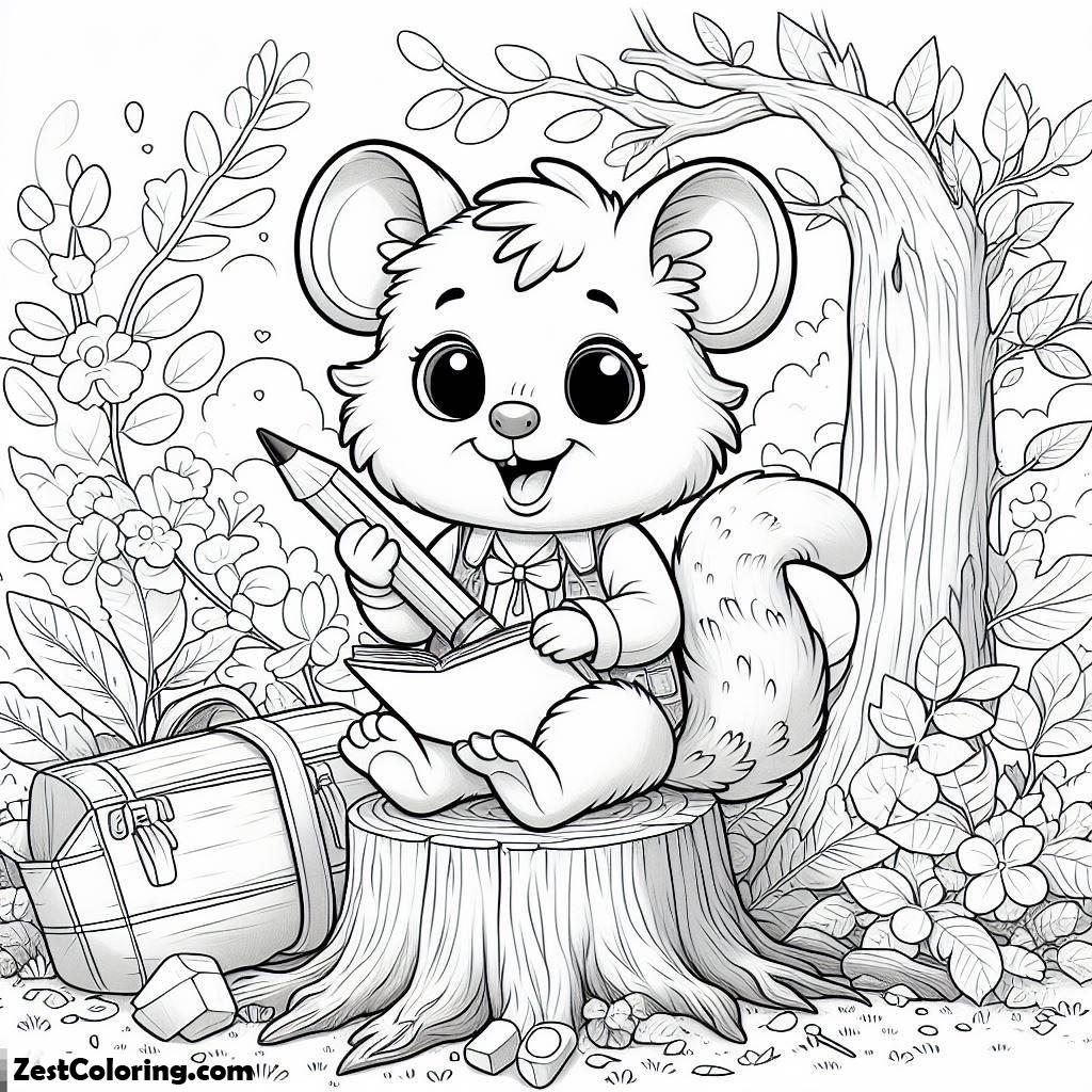 A Possum Happy To Learn Something Coloring Page : Coloring for Kids ...
