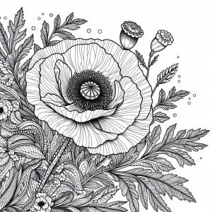 Beautiful Poppy Flower Picture Coloring Page