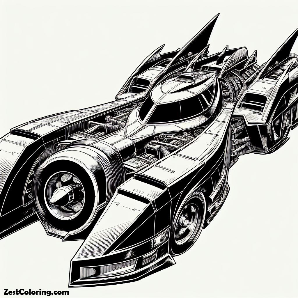 Batman, Awesome Bat Mobile Coloring Page 2: Awesome Bat Mobile Coloring Page 2Full Size Image