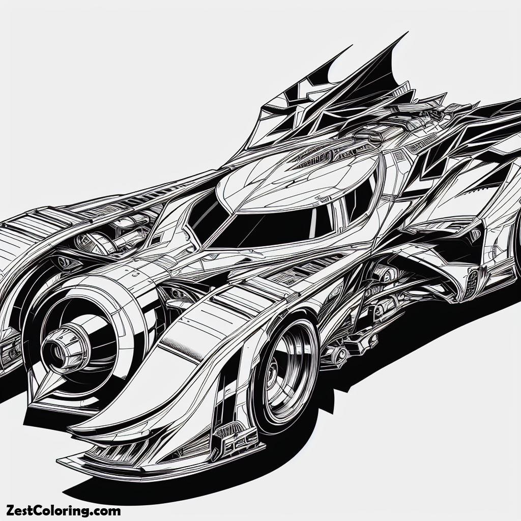 Batman, Awesome Bat Mobile Coloring Page: Awesome Bat Mobile Coloring PageFull Size Image