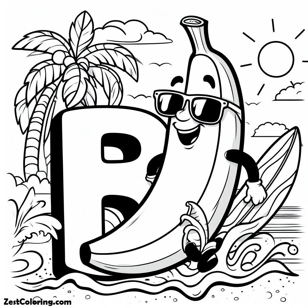 Banana, B For Banana Coloring Page 2: B For Banana Coloring Page 2Full Size Image