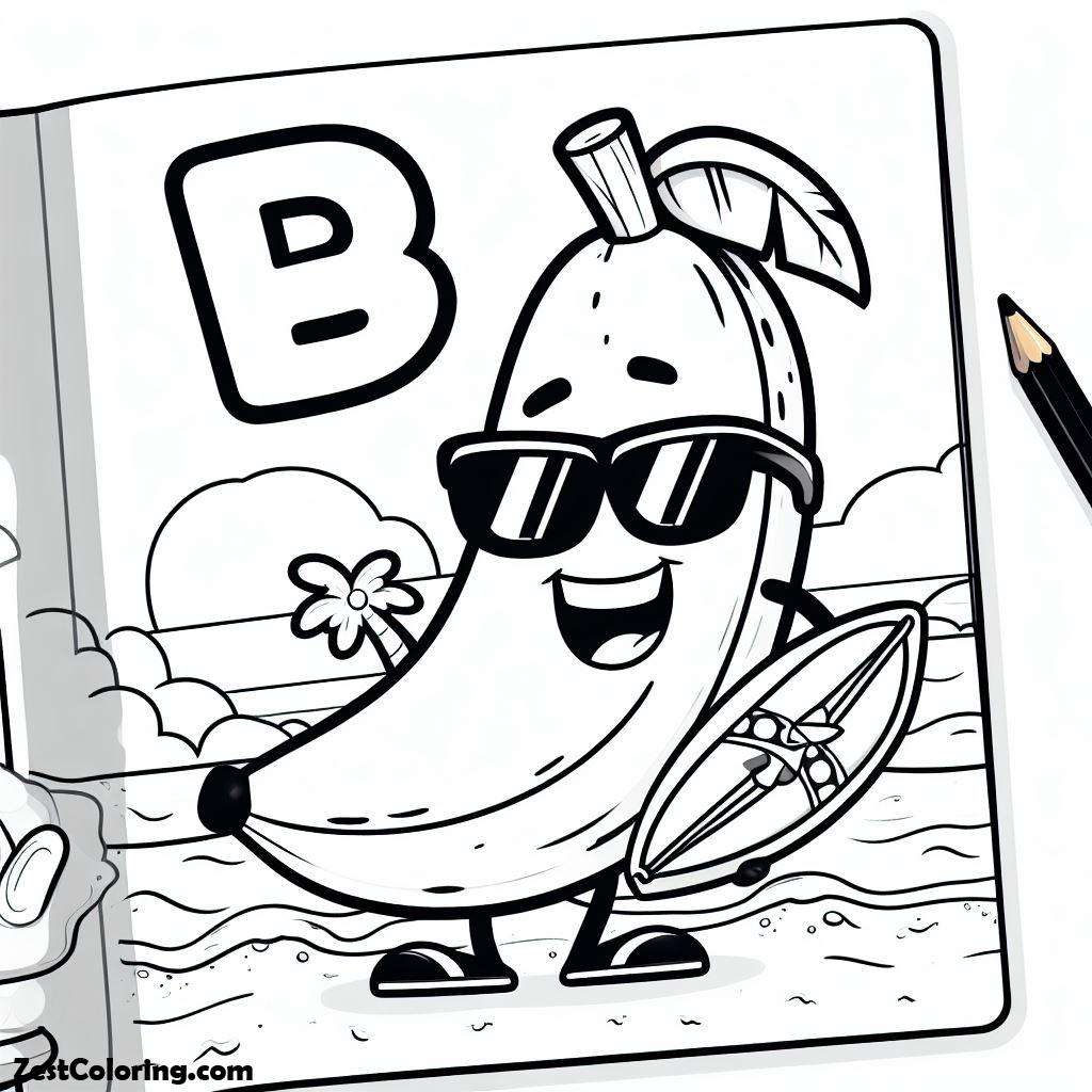 Banana, B For Banana Coloring Page: B For Banana Coloring PageFull Size Image