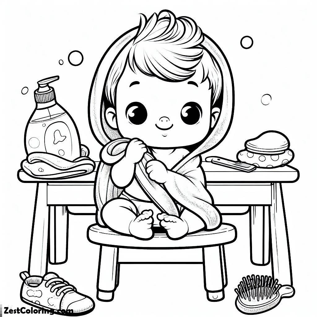 Baby, Baby Get Dressed After Take A Bath Coloring Page: Baby Get Dressed After Take A Bath Coloring PageFull Size Image