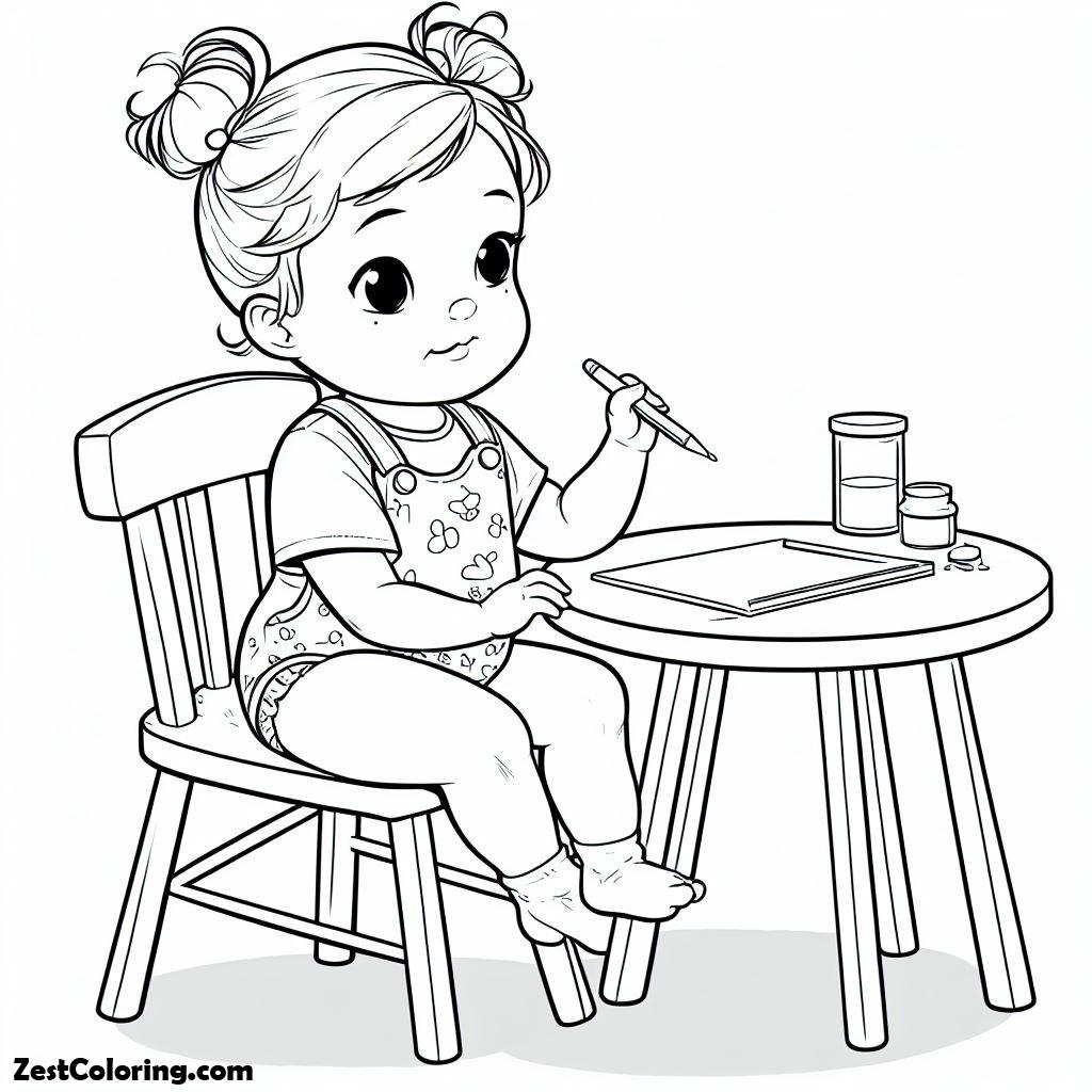 Sit Sketch Coloring Page