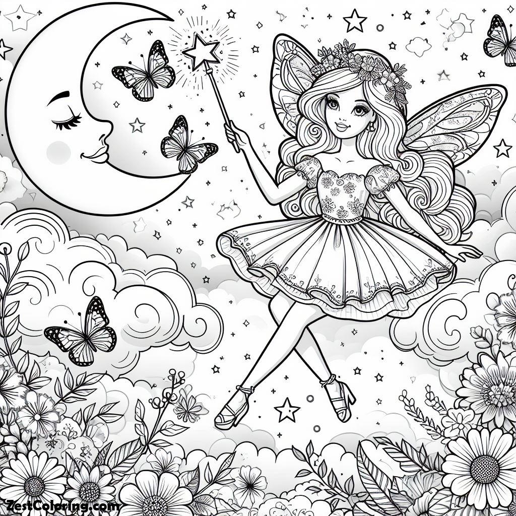 Barbie Doll Fairy Coloring Page : Coloring for Kids – Smart, Creative ...