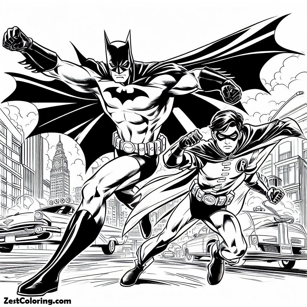 Batman, Batman And Robin Coloring Page For Kids 2: Batman And Robin Coloring Page For Kids 2Full Size Image