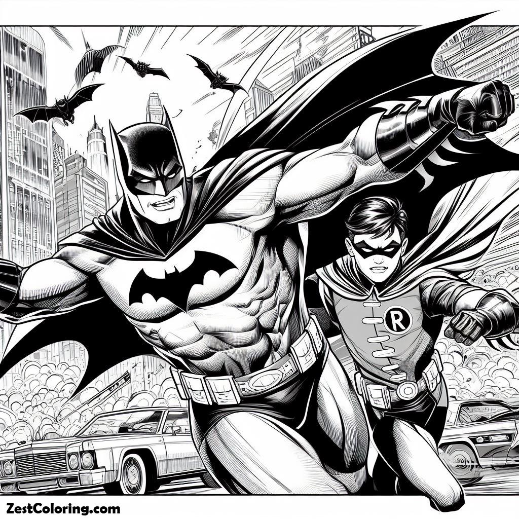 Batman, Batman And Robin Coloring Page For Kids 3: Batman And Robin Coloring Page For Kids 3Full Size Image