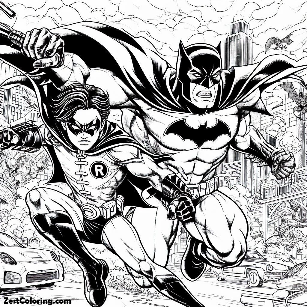 Batman, Batman And Robin Coloring Page For Kids: Batman And Robin Coloring Page For KidsFull Size Image