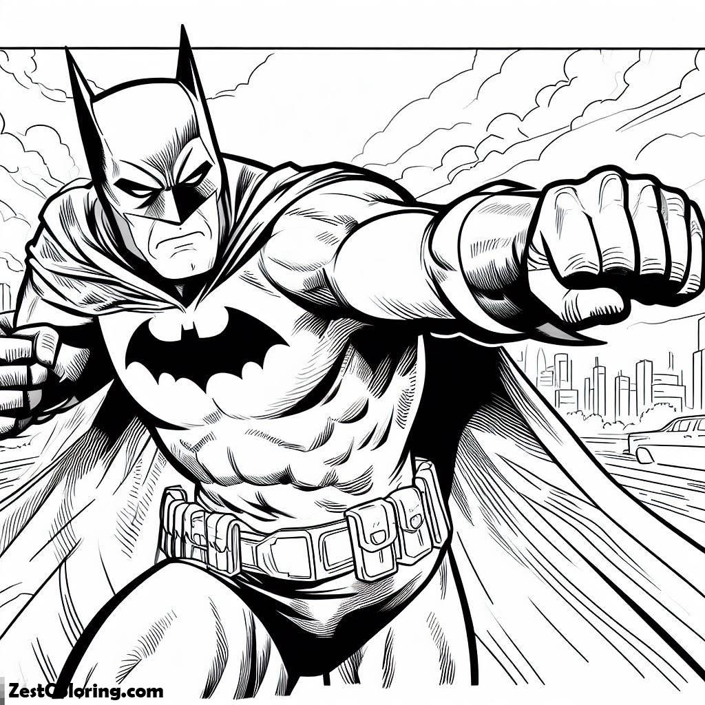 Batman, Batman Going To Punch Coloring Page: Batman Going To Punch Coloring PageFull Size Image