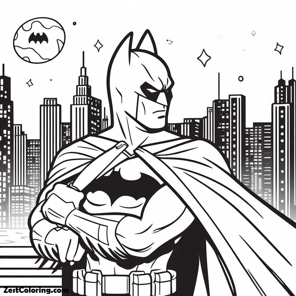 Batman, Batman Is Standing Still Coloring Page: Batman Is Standing Still Coloring PageFull Size Image