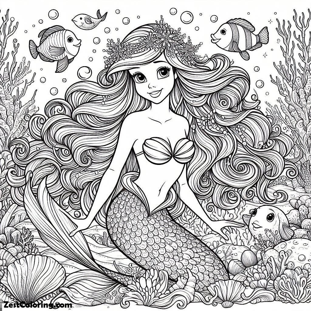 Ariel, Beautiful Ariel Coloring Page: Beautiful Ariel Coloring PageFull Size Image
