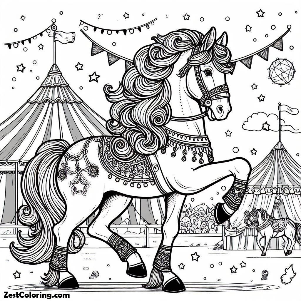 Beautiful Circus Horse Coloring Page : Coloring for Kids – Smart ...