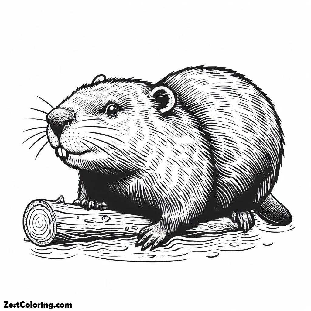 Lemur, Beaver Species Coloring Page (black And White): Beaver Species Coloring Page (black And White)Full Size Image