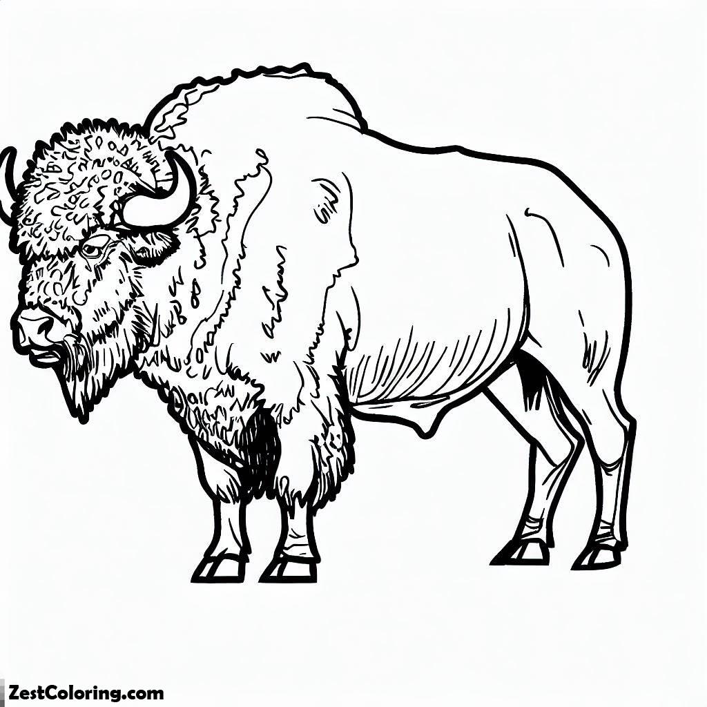 Bison, Bison Standing Still Coloring Page: Bison Standing Still Coloring PageFull Size Image