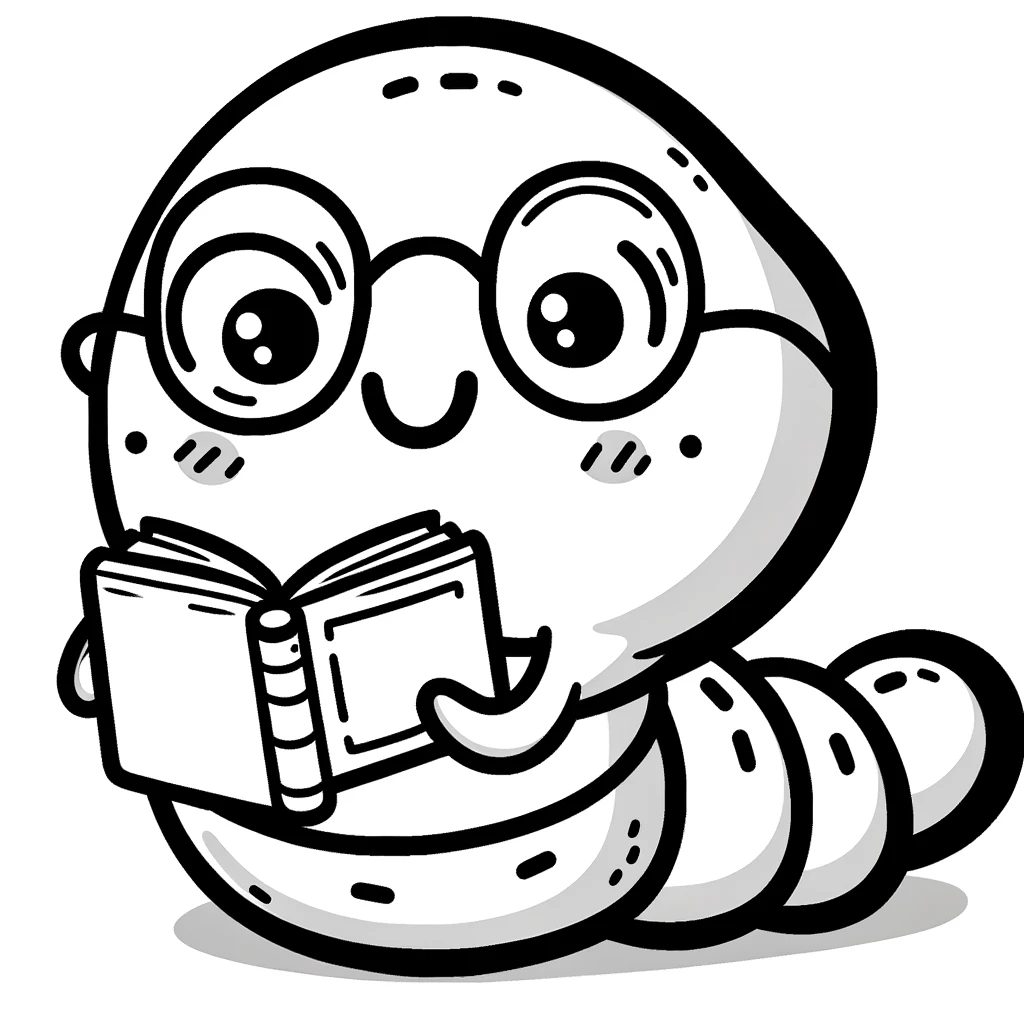 Books, Book Worm Coloring Page 2: Book Worm Coloring Page 2Full Size Image
