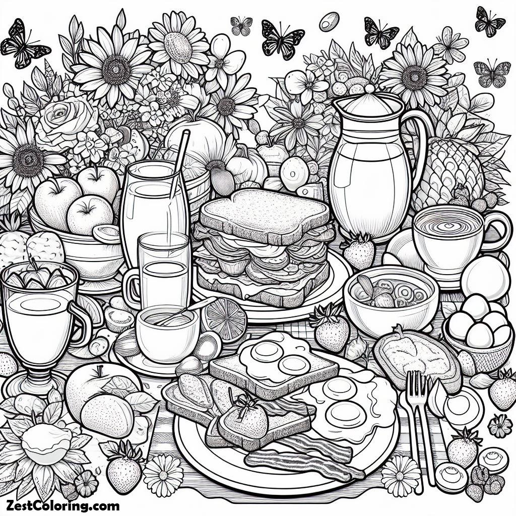 Breakfast, Breakfast In The Morning Coloring Page 2: Breakfast In The Morning Coloring Page 2Full Size Image