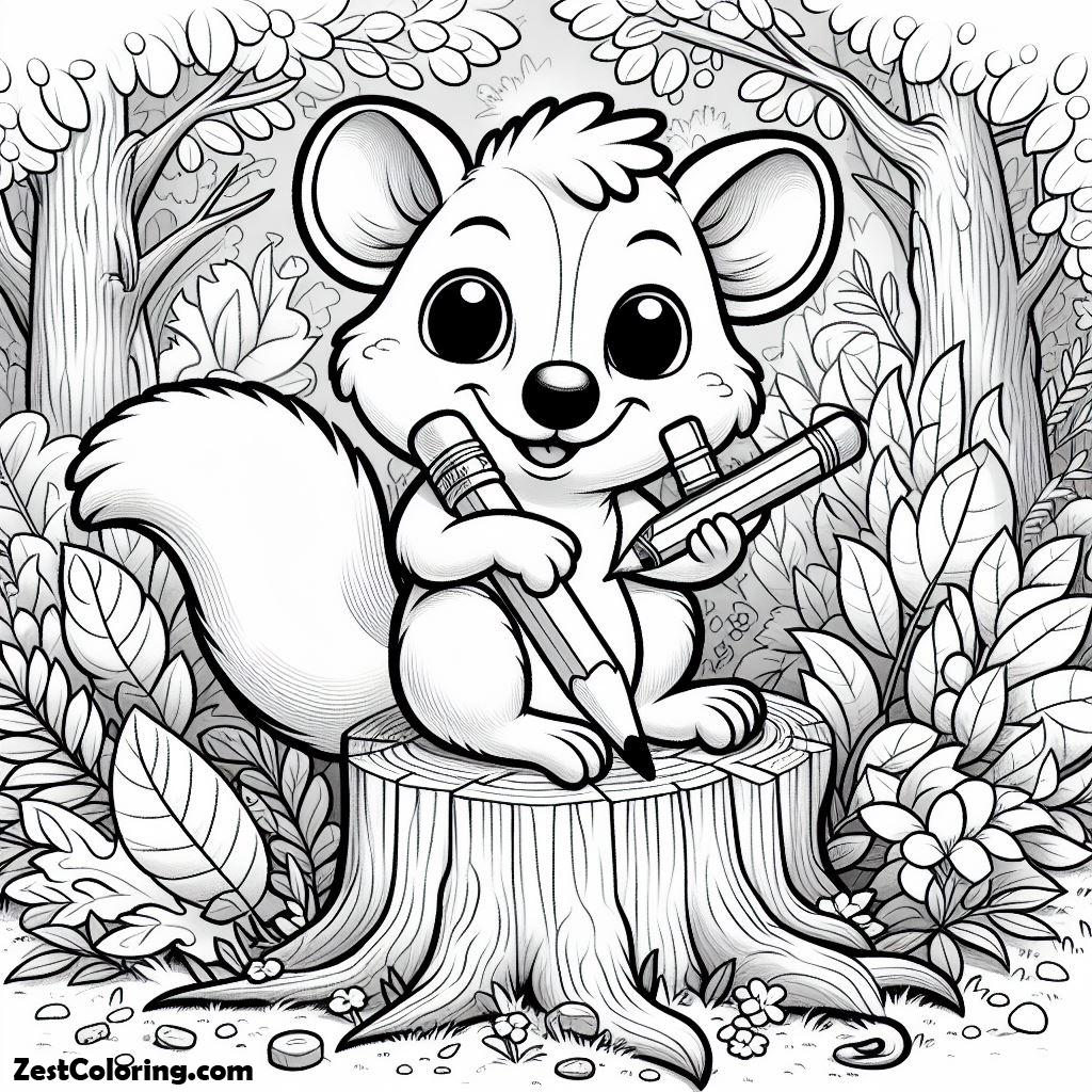 Possum, Cartoon Of A Possum Coloring Page: Cartoon Of A Possum Coloring PageFull Size Image