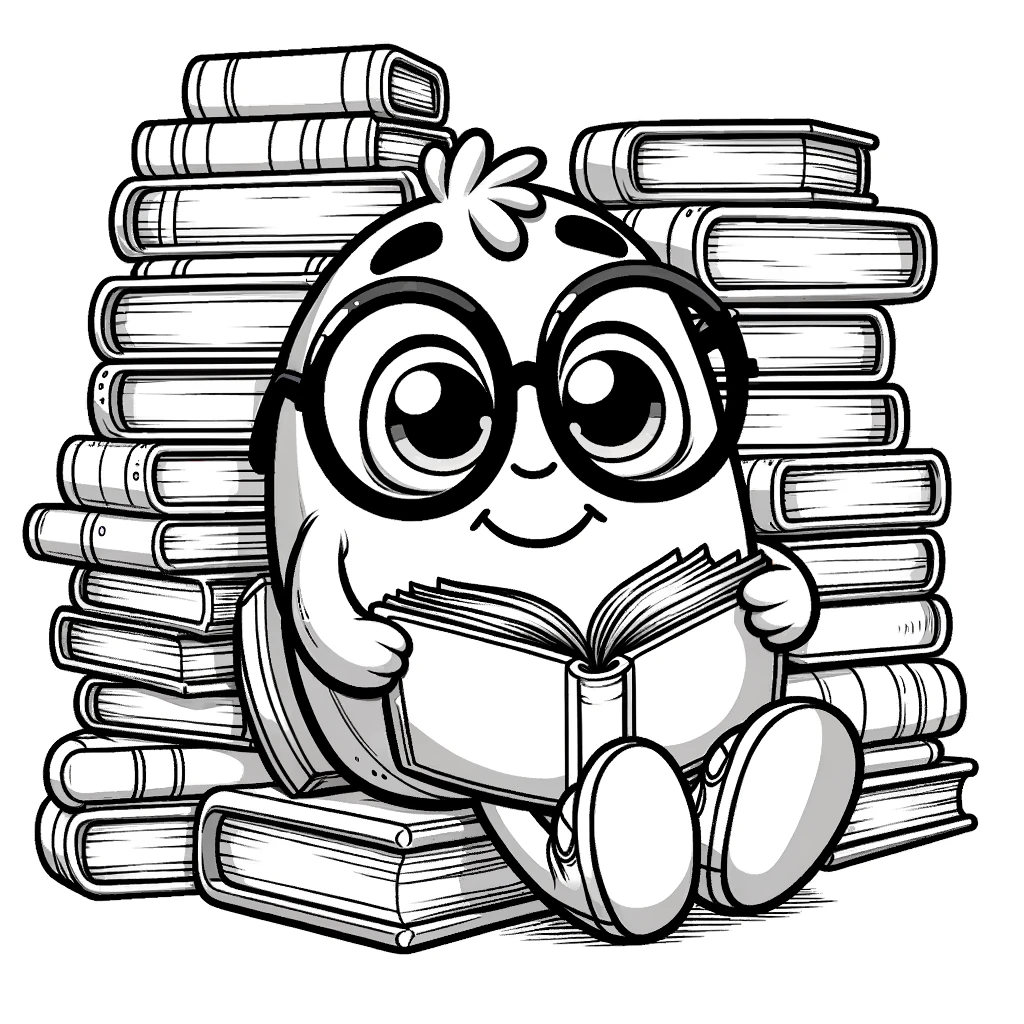 Books, Cartoon Of Book Worm Enjoy Reading Coloring Page: Cartoon Of Book Worm Enjoy ReadingFull Size Image