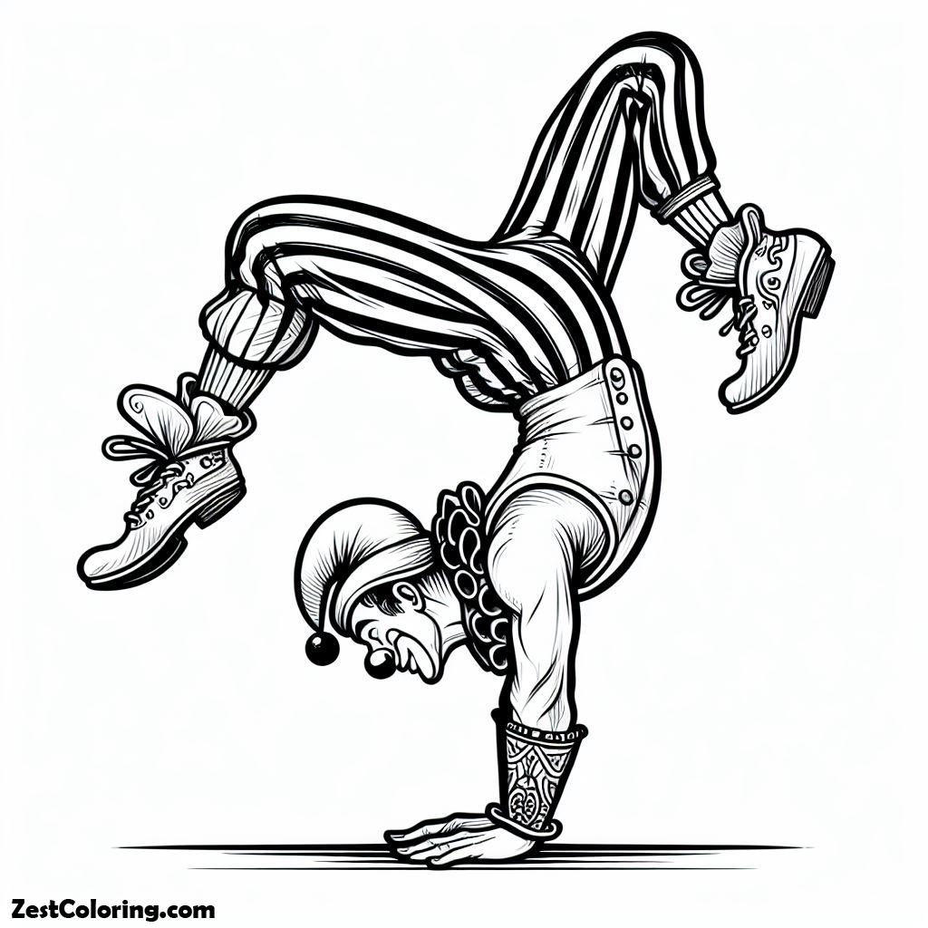 Circus, Circus Clown Hand Stand Coloring Page: Circus Clown Hand Stand Coloring PageFull Size Image