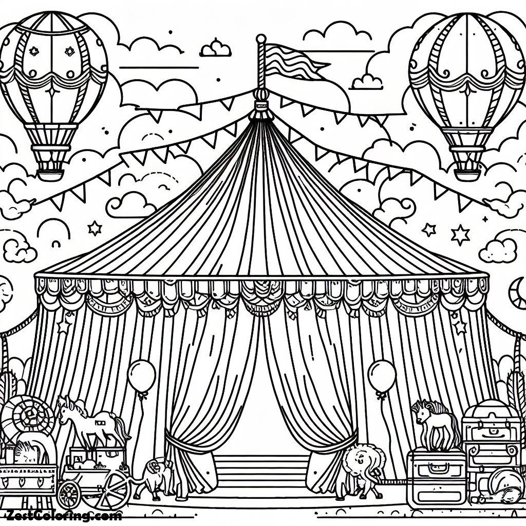 Circus, Circus Tent Coloring Page 2: Circus Tent Coloring Page 2Full Size Image