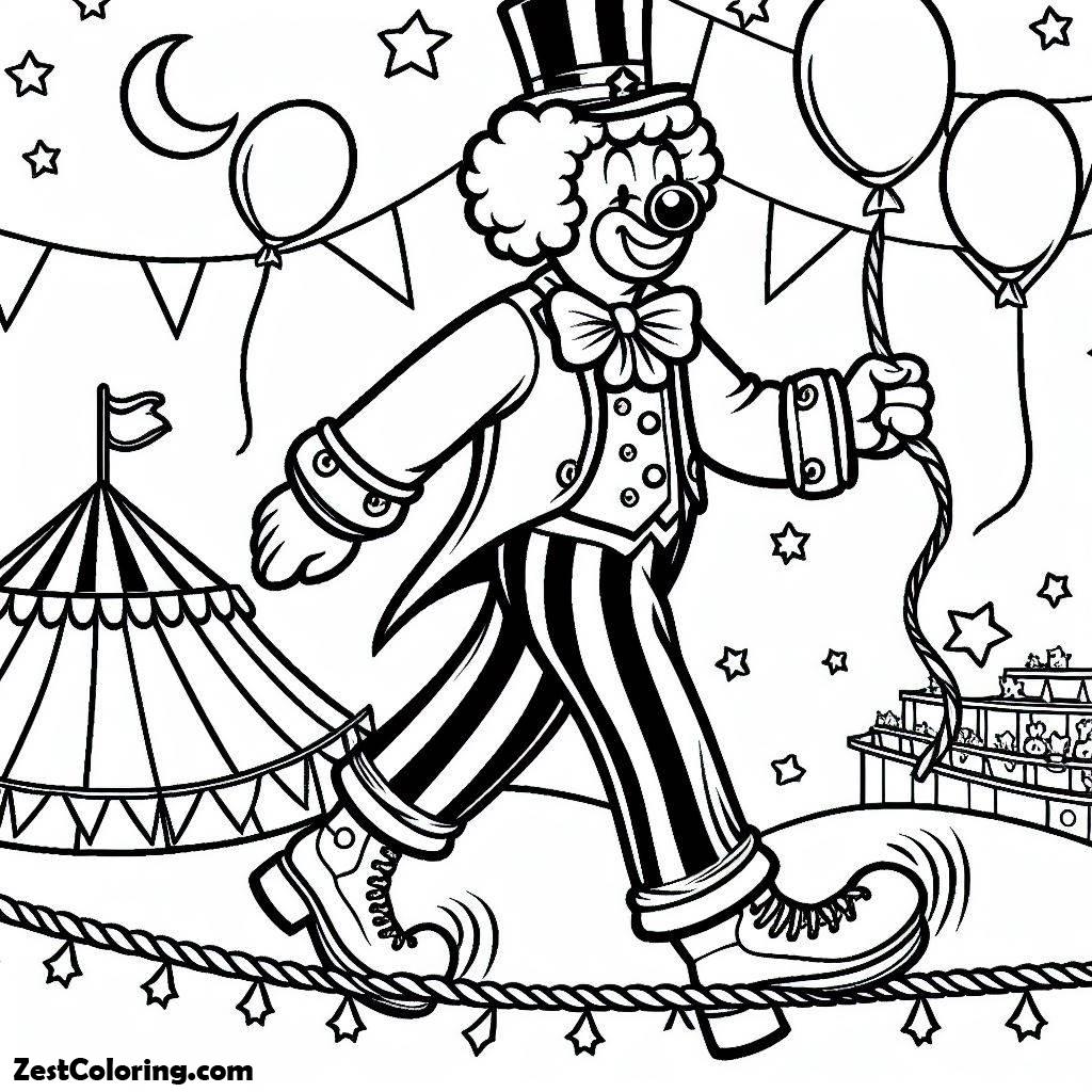 Circus Clown Coloring Pages — Example 6 Circus Clown Coloring Pages — Example 6