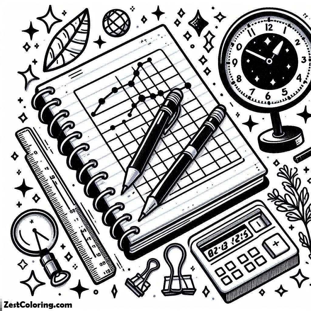 Books, Exercise Book And A Pen Coloring Page: Exercise Book And A Pen Coloring PageFull Size Image