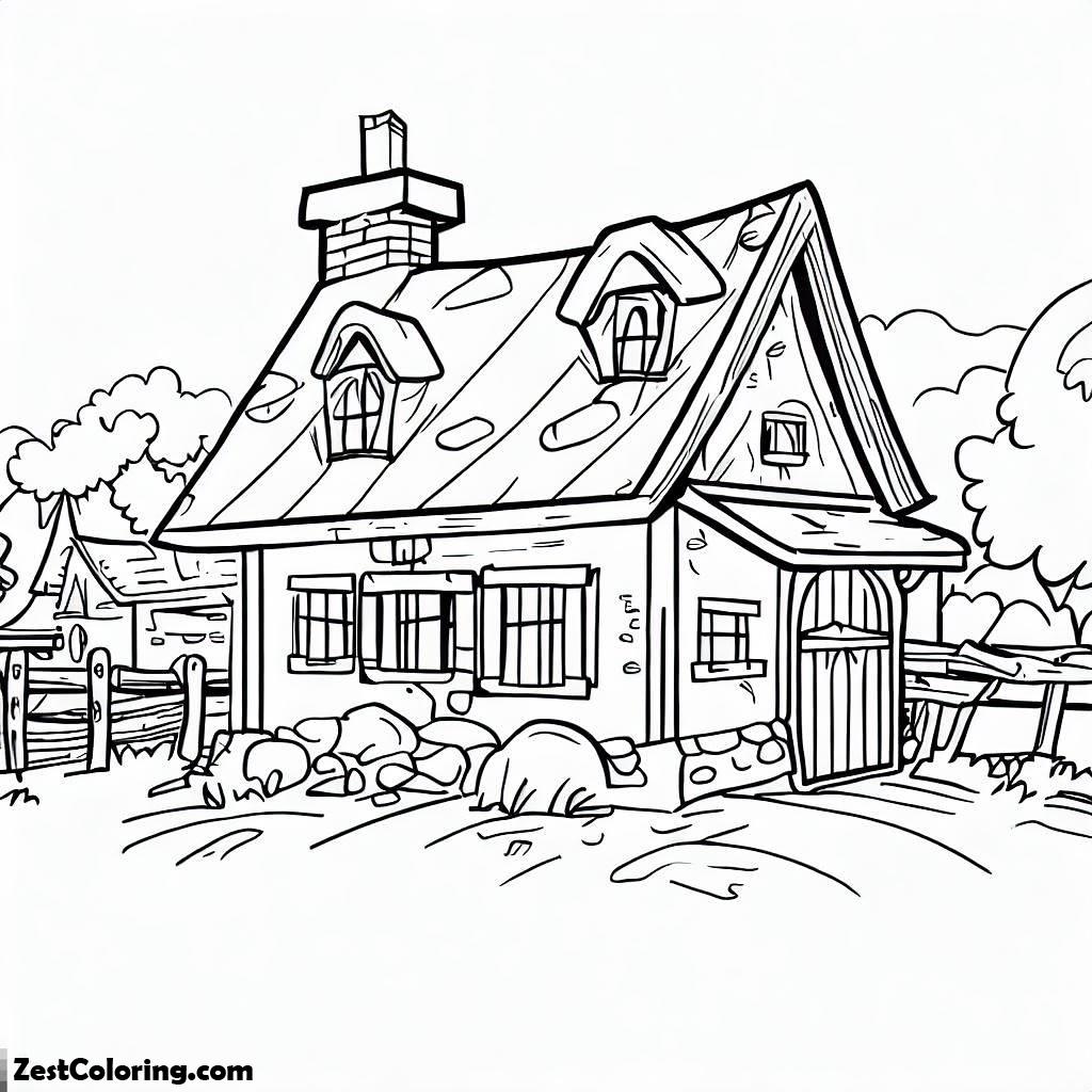 House, Farmer House In Houses Coloring Page: Farmer House In Houses Coloring PageFull Size Image