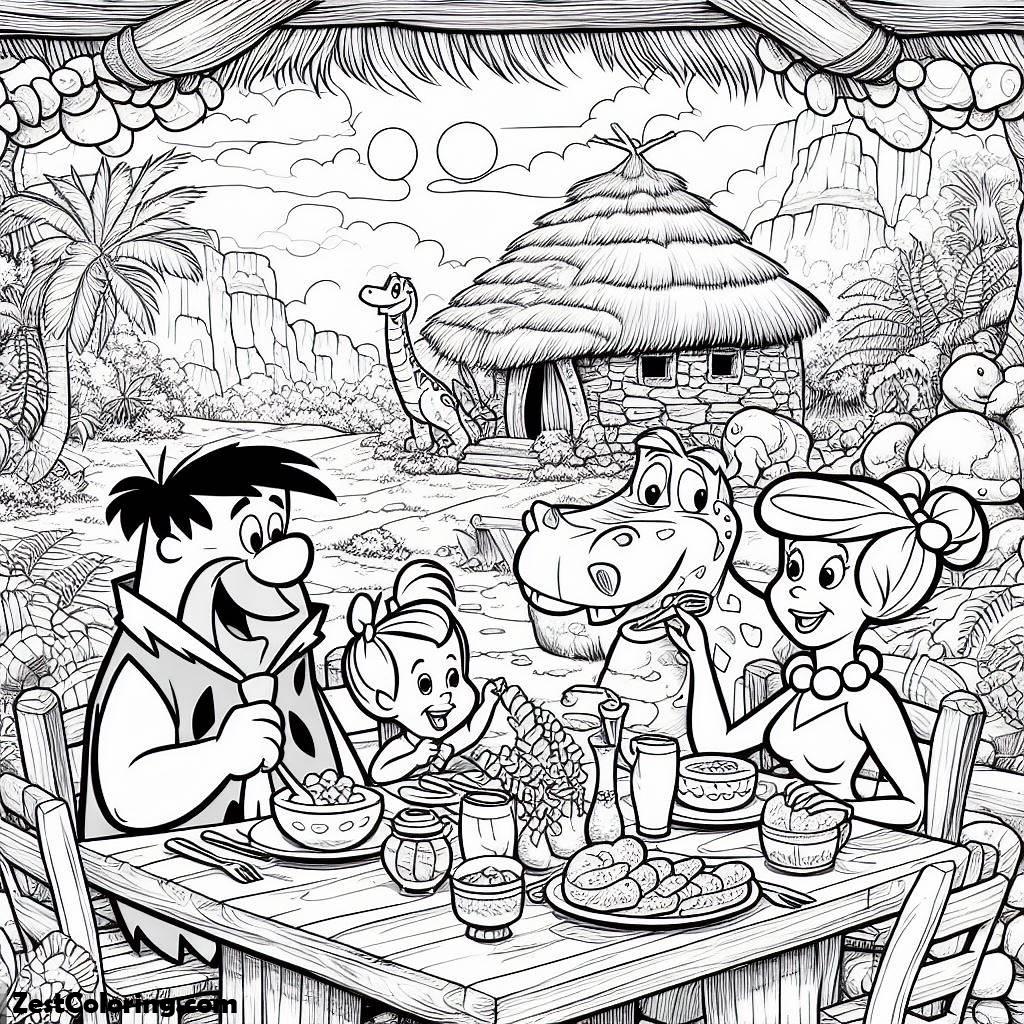 Breakfast, Freds Flintstones Having Breakfast Coloring Page: Freds Flintstones Having Breakfast Coloring PageFull Size Image
