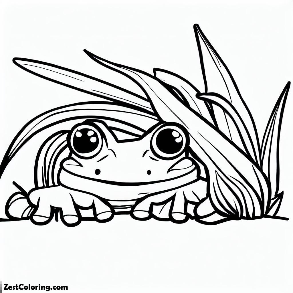 Grass, Frog Hide Under Grass Coloring Pages: Frog Hide Under Grass Coloring PagesFull Size Image