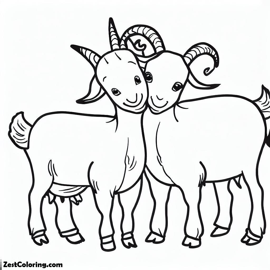 Goat, Goat Couple Coloring Pages: Goat Couple Coloring PagesFull Size Image