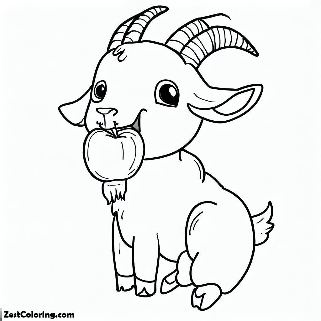 Goat, Goat Eating Apple Coloring Pages: Goat Eating Apple Coloring PagesFull Size Image
