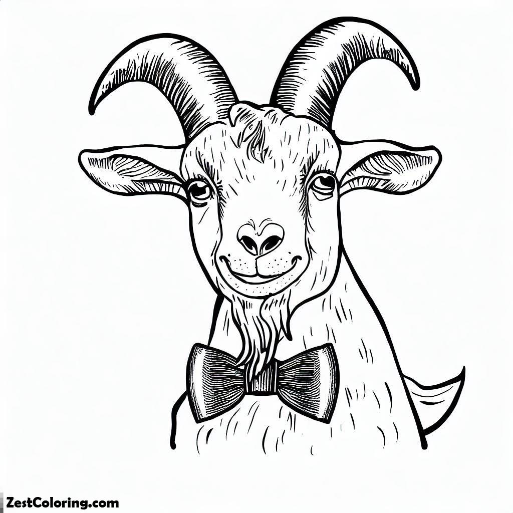 Goat, Goat Wearing Bow Tie Coloring Pages: Goat Wearing Bow Tie Coloring PagesFull Size Image