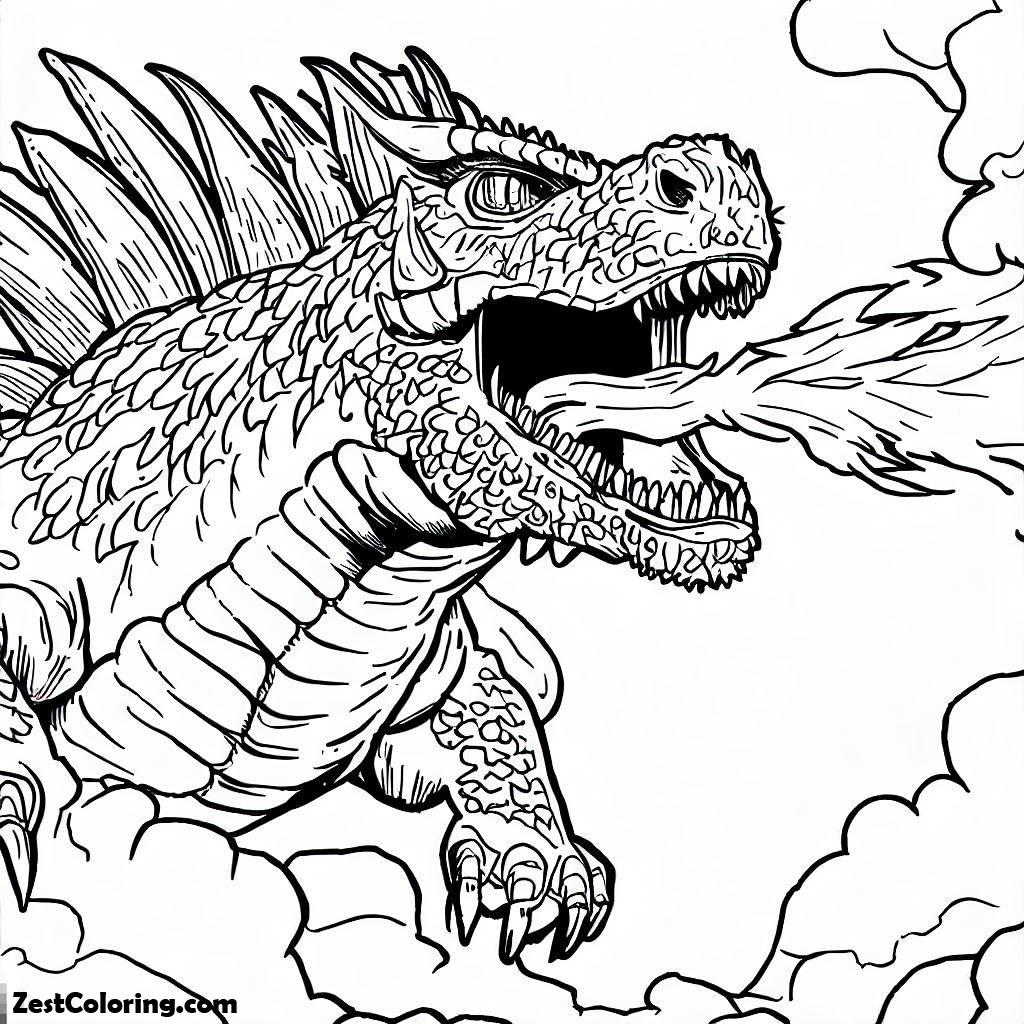 Godzilla Fire Breath Coloring Pages : Coloring for Kids – Smart ...