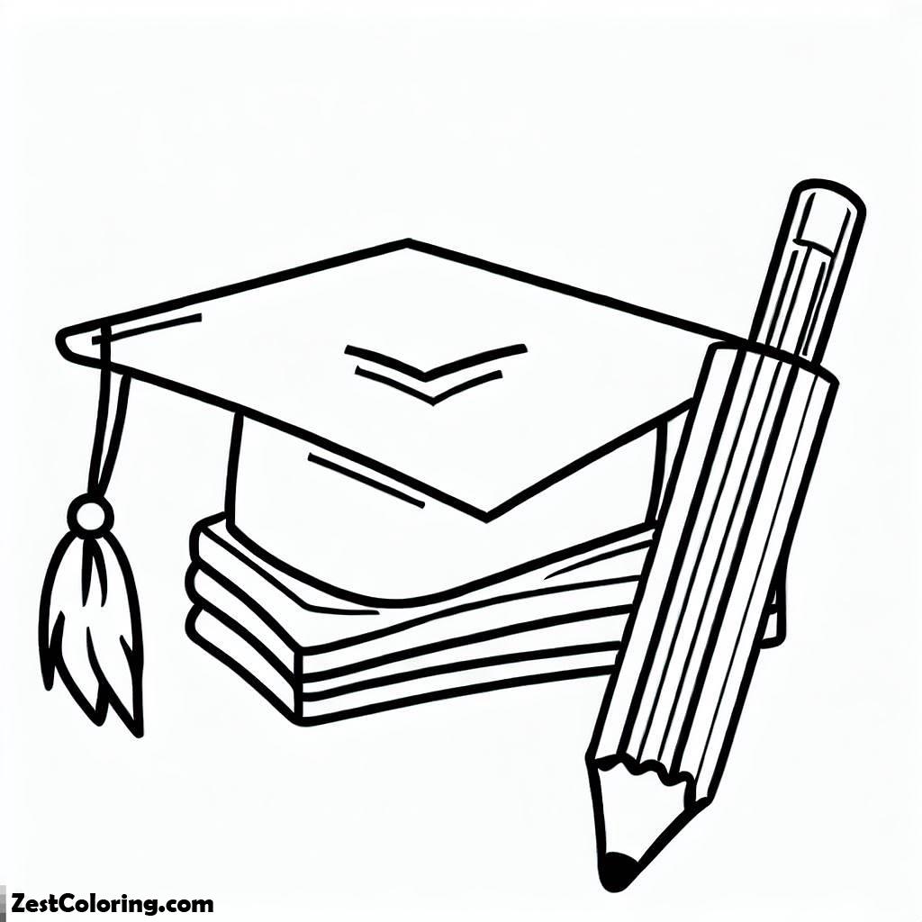 Graduation, Graduation Cap And Pencil Coloring Pages: Graduation Cap And Pencil Coloring PagesFull Size Image