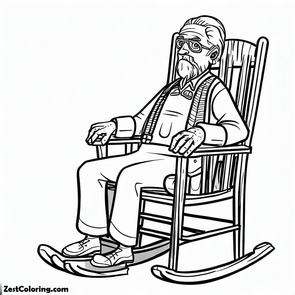 Grandfather Sitting Rocking Chair Coloring Pages : Coloring for Kids ...