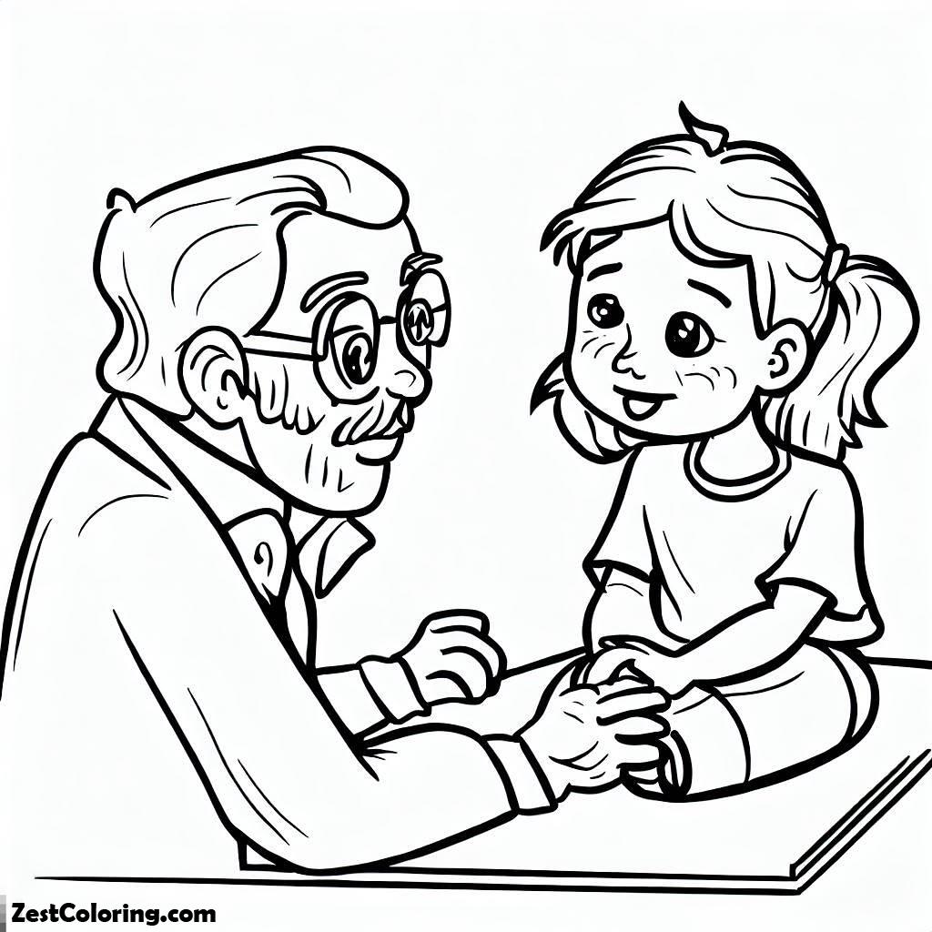 Grandfather, Grandfather Talking With His Grandchild Coloring Pages: Grandfather Talking With His Grandchild Coloring PagesFull Size Image