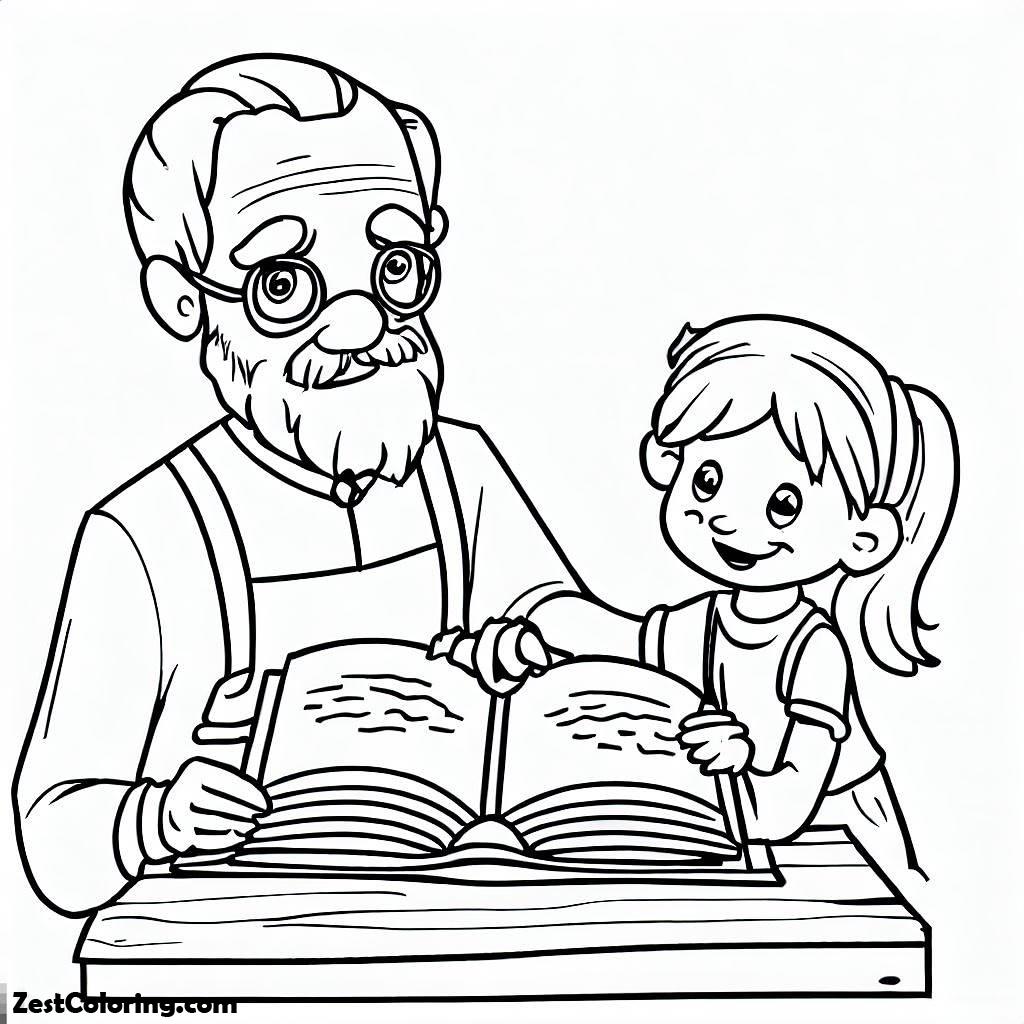 Grandfather, Grandfather Teach Me To Read Coloring Pages: Grandfather Teach Me To Read Coloring PagesFull Size Image