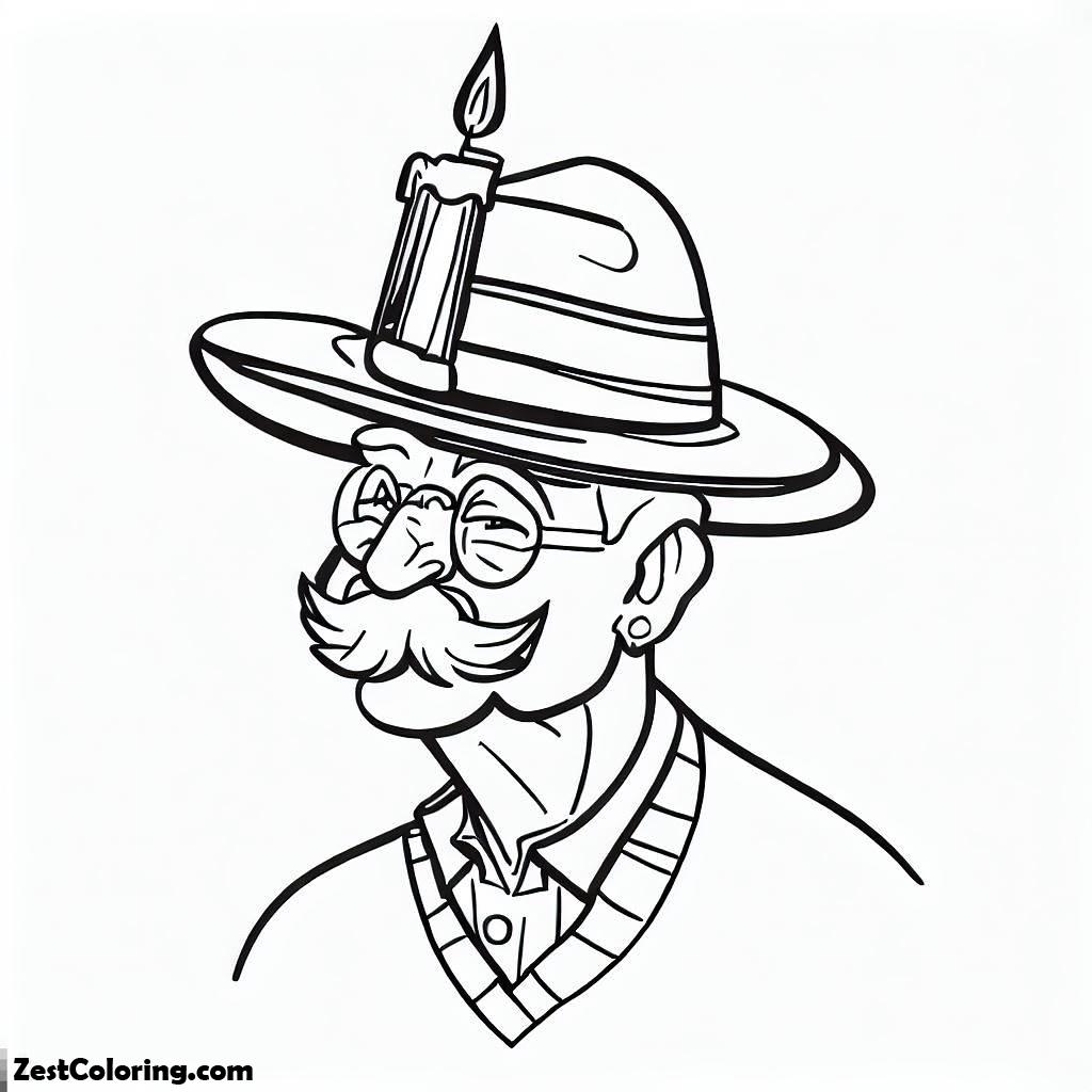 Grandfather, Grandfather Wearing Hat With Candle On It Coloring Pages: Grandfather Wearing Hat With Candle On It Coloring PagesFull Size Image