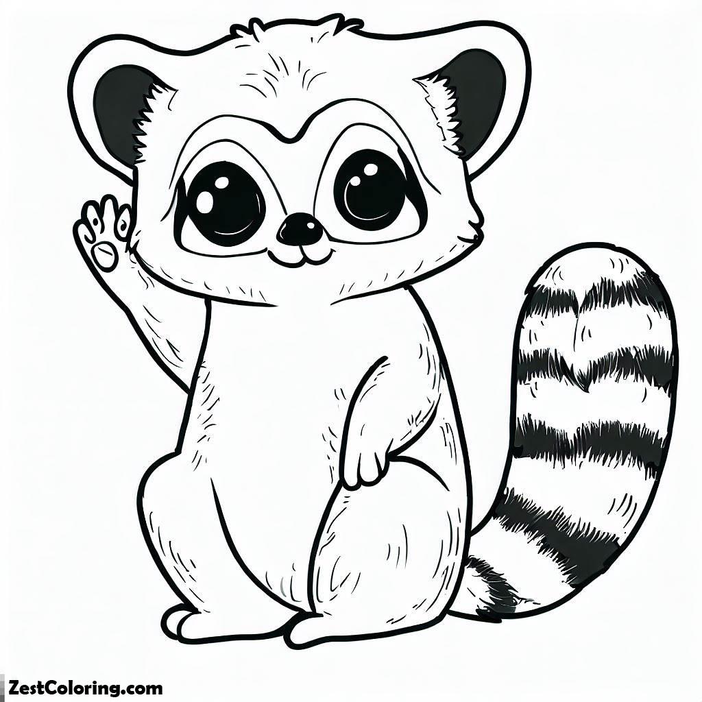 Lemur, Greeting Snow Lemur Coloring Page: Greeting Snow Lemur Coloring PageFull Size Image