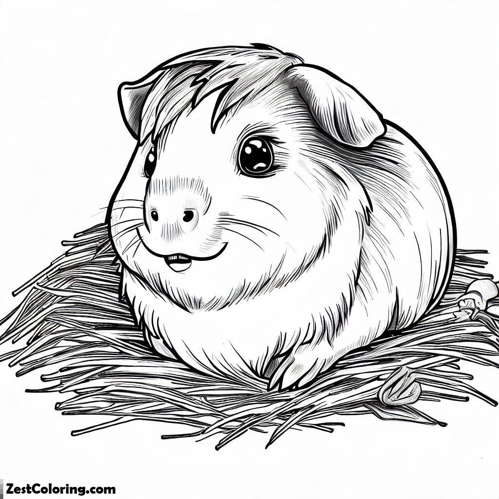 Guinea Pig, Guinea Pig With Straw Coloring Page 4: Guinea Pig With Straw Coloring Page 4Full Size Image
