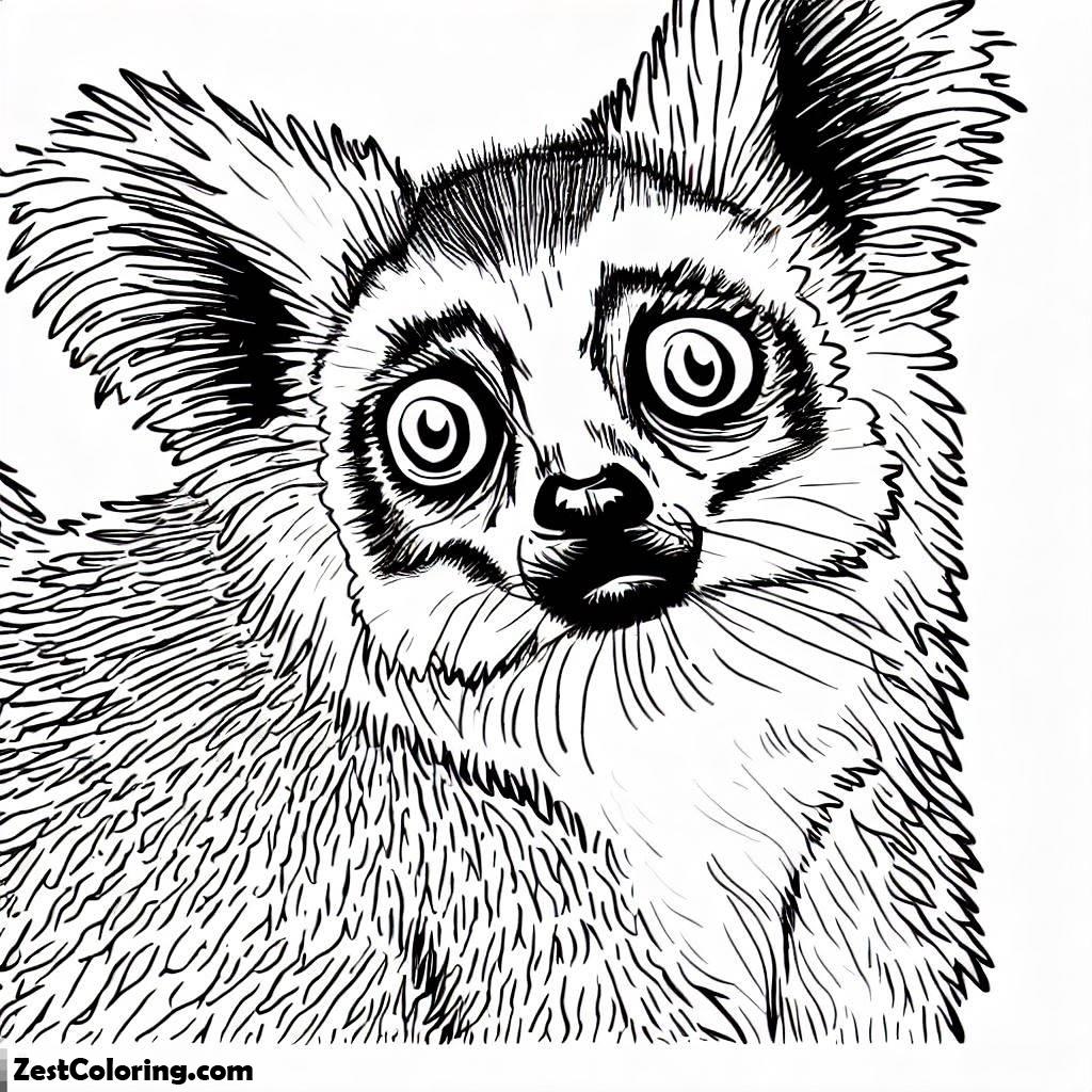 Lemur, Hairy Eared Lemur Coloring Page: Hairy Eared Lemur Coloring PageFull Size Image